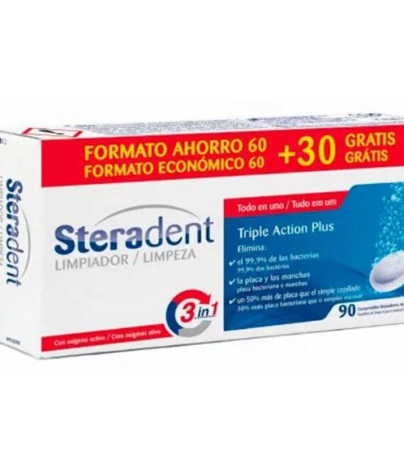 Steradent Pack Triple Acción 60 + 30 Comprimidos