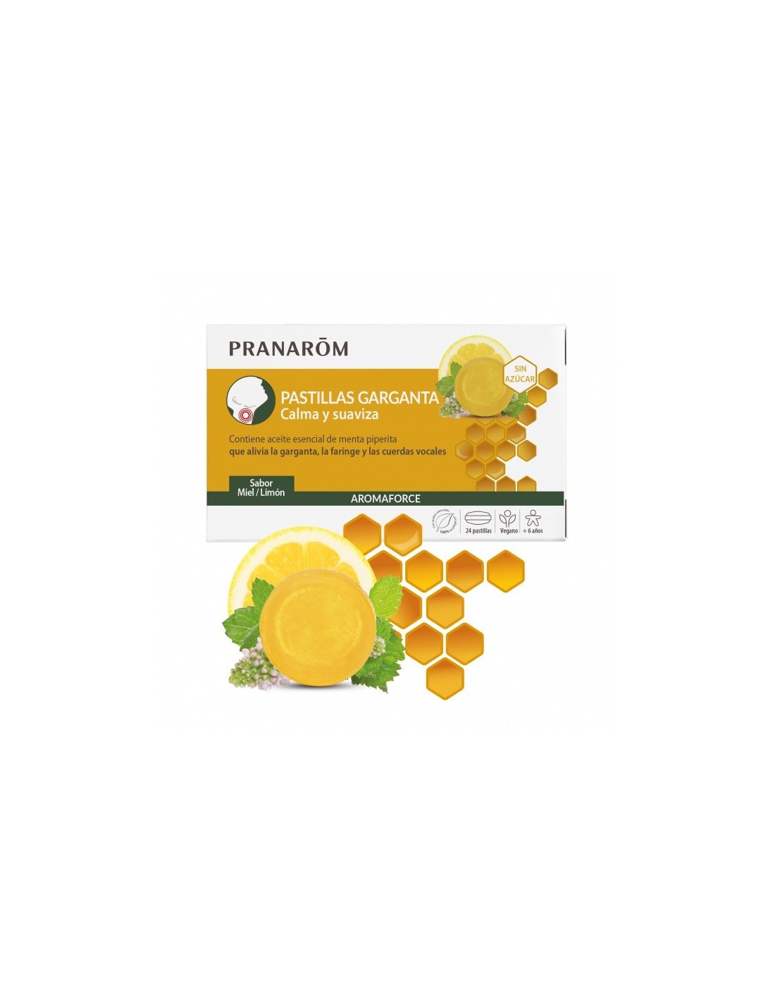 Pranarom Aromaforce Pastillas Garganta Miel y Limón 24 pastillas