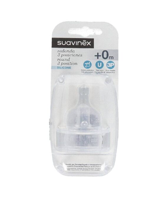 Suavinex Tetina Redonda Silicona 3 Posiciones +0 Meses 2 Unidades