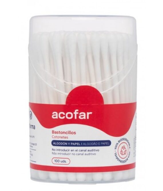 Acofar Bastoncillos Oídos Algodón 100 Unidades